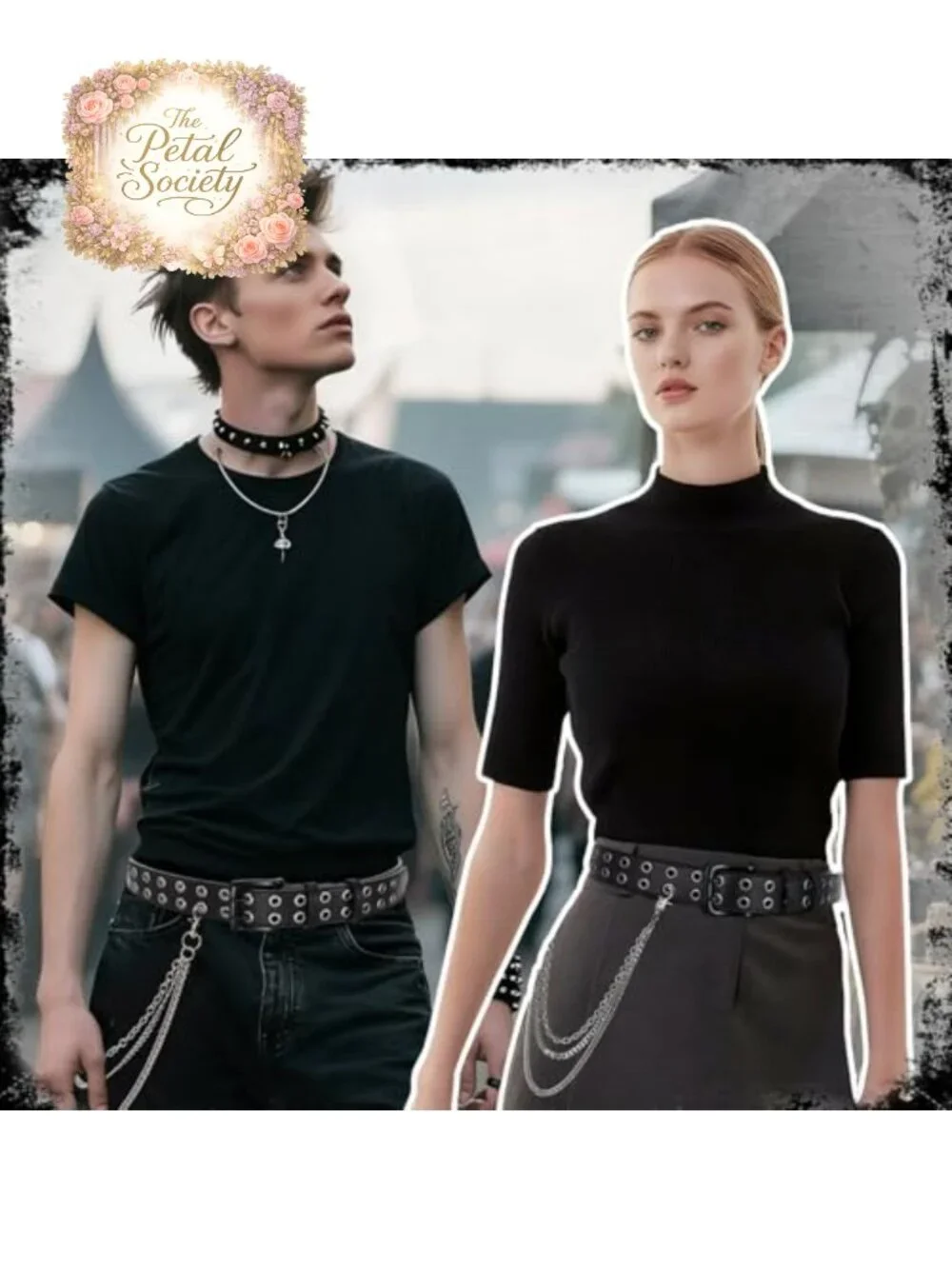 Quality Leather Studded Belt with Detachable Pants Chain, 0.5cm Thick, Multiple